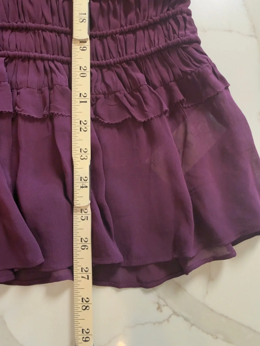 FARM Rio Plum Purple Ruffled Smocked Peasant Blouse